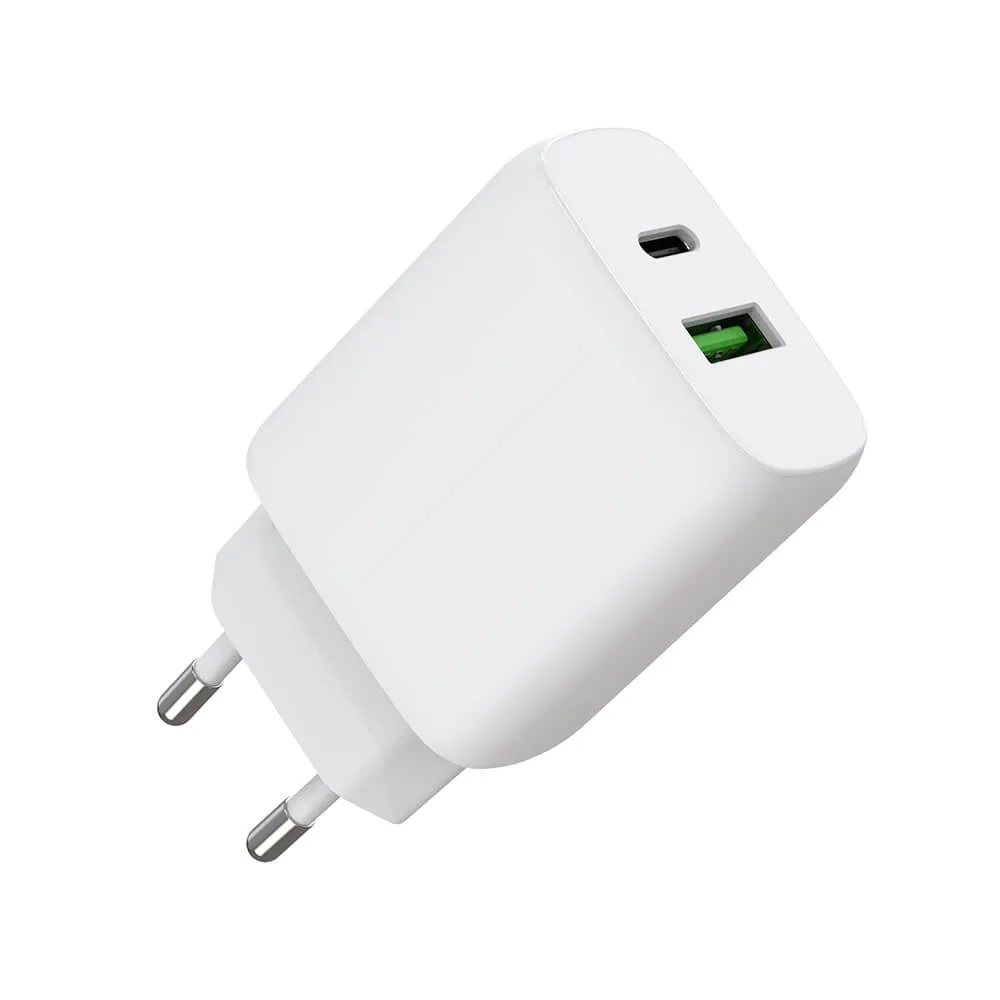 GEAR Charger 220V 1xUSB-C + 1xUSB-A PD/PPS 30W  + 18W QC White