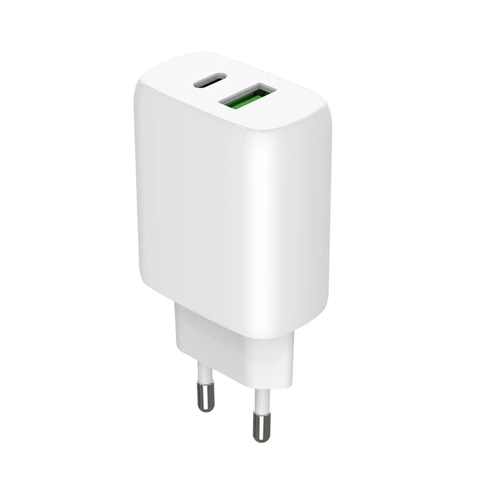 GEAR Charger 220V 1xUSB-C + 1xUSB-A PD/PPS 30W  + 18W QC White