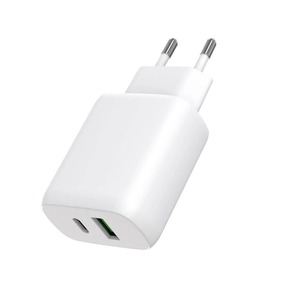 GEAR Charger 220V 1xUSB-C + 1xUSB-A PD/PPS 30W  + 18W QC White