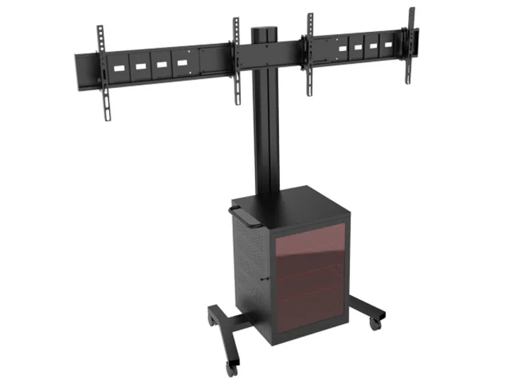 Multibrackets M Public Display Stand 180 Dual MediaBox4 - Teline tuotteelle 2 LCD-n&auml;ytt&ouml;&auml; - alumiini - musta -n&auml;yt&ouml;n koko: 40"-55" -kiinnitysliit&auml;nt&auml;: 800 x 400