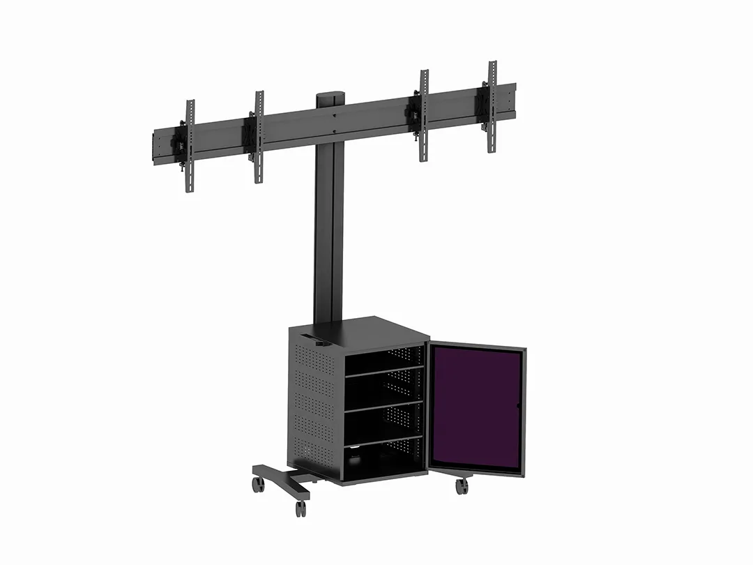 Multibrackets M Public Display Stand 180 Dual MediaBox4 - Teline tuotteelle 2 LCD-n&auml;ytt&ouml;&auml; - alumiini - musta -n&auml;yt&ouml;n koko: 40"-55" -kiinnitysliit&auml;nt&auml;: 800 x 400