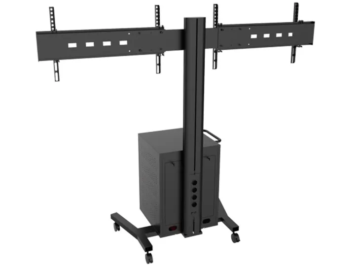 Multibrackets M Public Display Stand 180 Dual MediaBox4 - Teline tuotteelle 2 LCD-n&auml;ytt&ouml;&auml; - alumiini - musta -n&auml;yt&ouml;n koko: 40"-55" -kiinnitysliit&auml;nt&auml;: 800 x 400