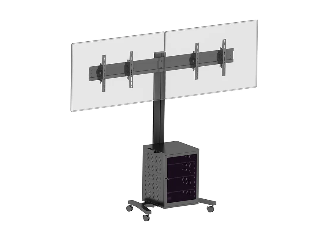 Multibrackets M Public Display Stand 180 Dual MediaBox4 - Teline tuotteelle 2 LCD-n&auml;ytt&ouml;&auml; - alumiini - musta -n&auml;yt&ouml;n koko: 40"-55" -kiinnitysliit&auml;nt&auml;: 800 x 400