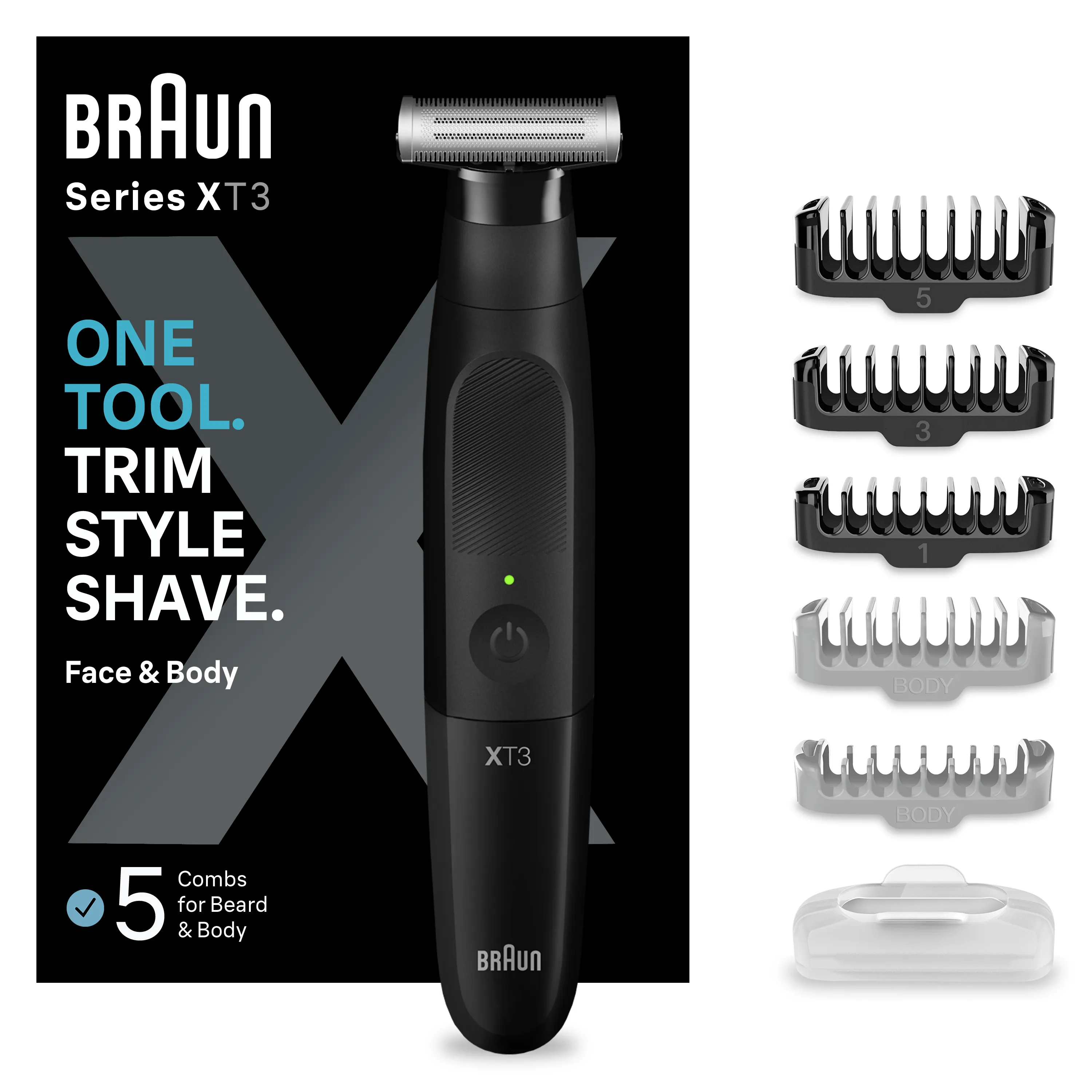 Braun Series XT3 -partatrimmeri ja parranajokone