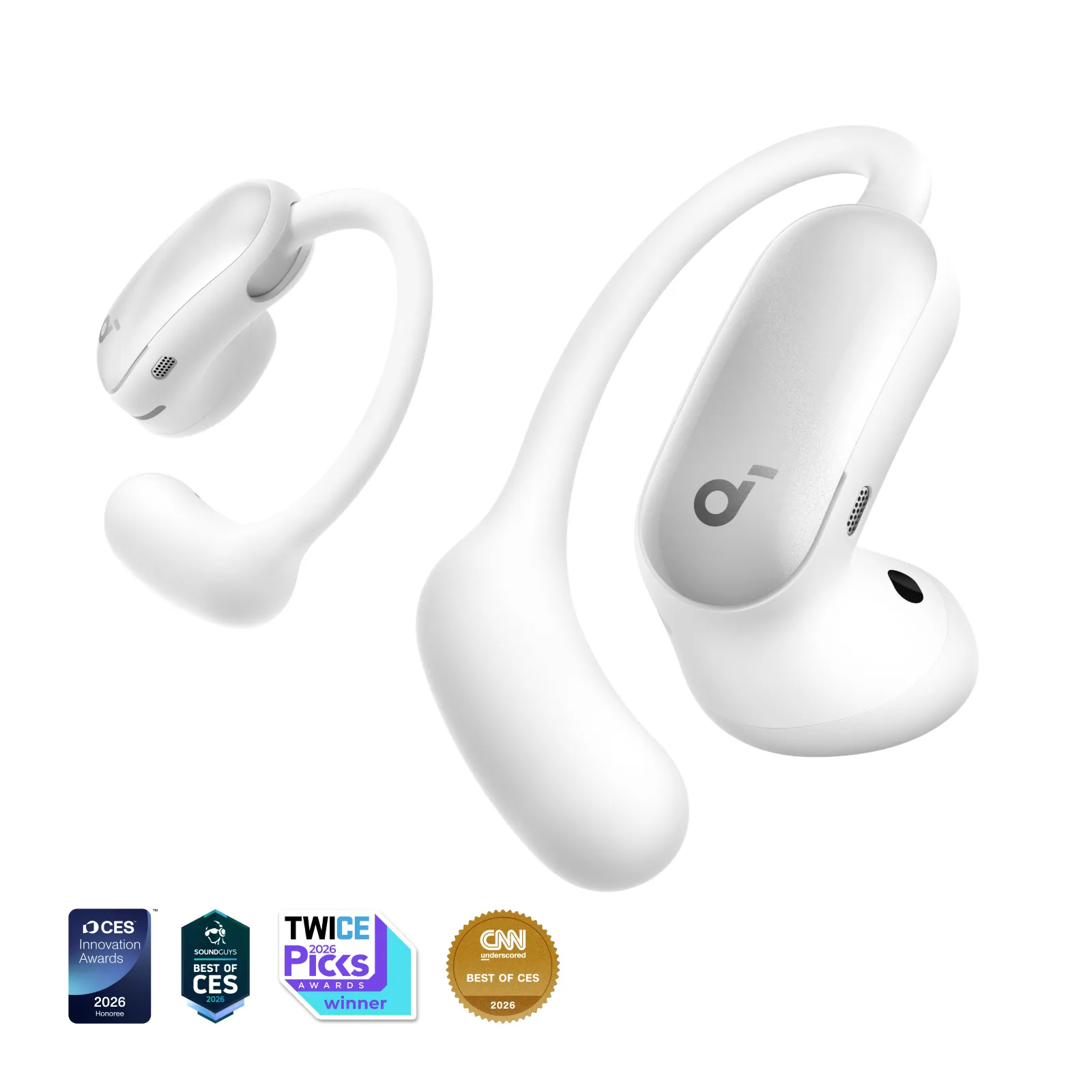 Anker Soundcore AeroFit 2 Pro tr&aring;dl&ouml;sa in-ear h&ouml;rlurar, vit