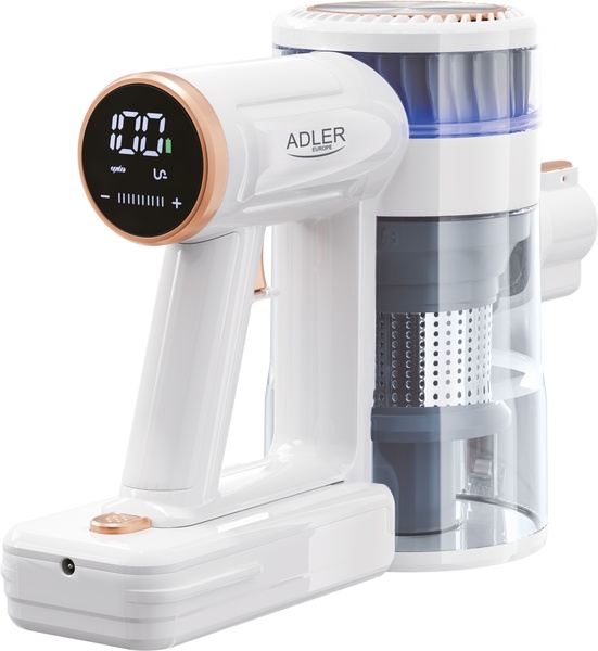 Adler AD 7079 0,4 L 300 W 2,2 Ah p&aring;sl&ouml;s - skaftdammsugare, vit