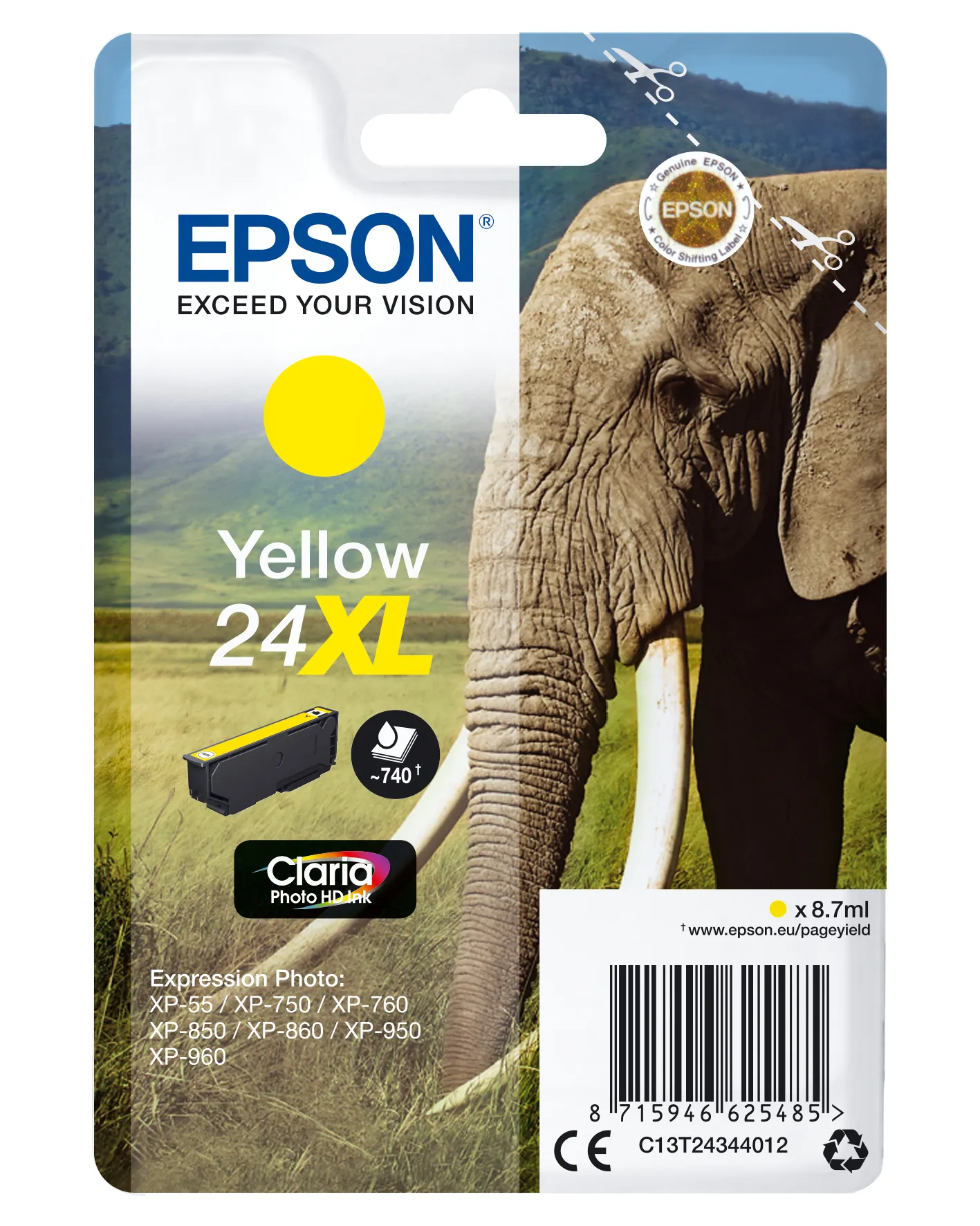 Epson 24XL ink cartridge, 8.7 ml, Yellow