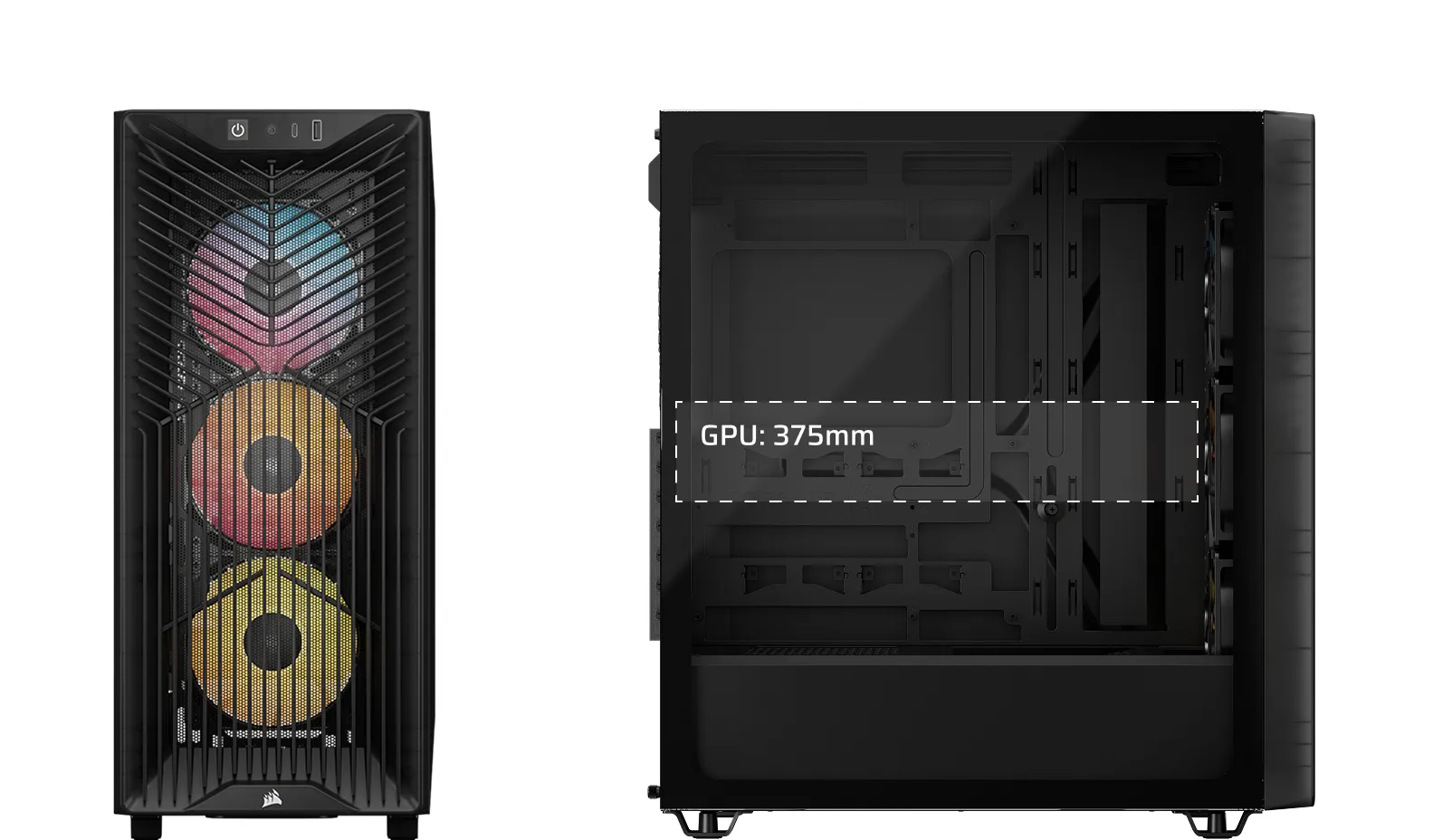 Corsair 3200D RS ARGB Midi-Tower Case with window and RGB lighting, Black