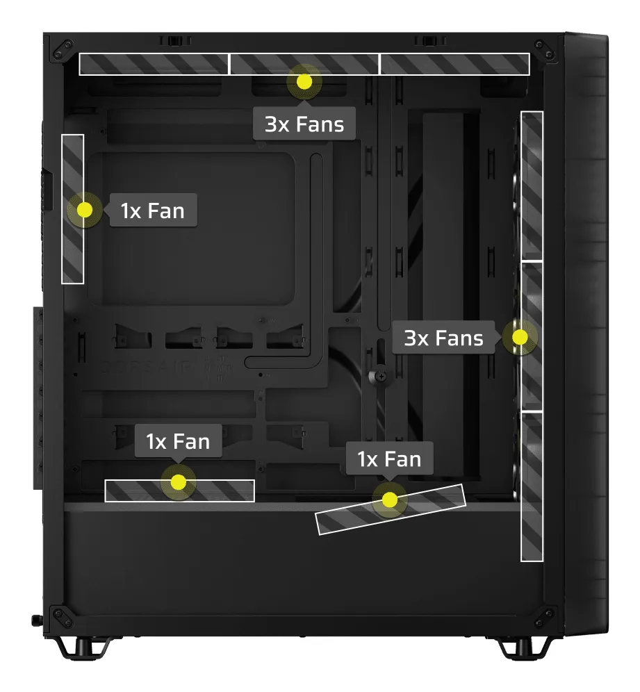 Corsair 3200D RS ARGB Midi-Tower Case with window and RGB lighting, Black