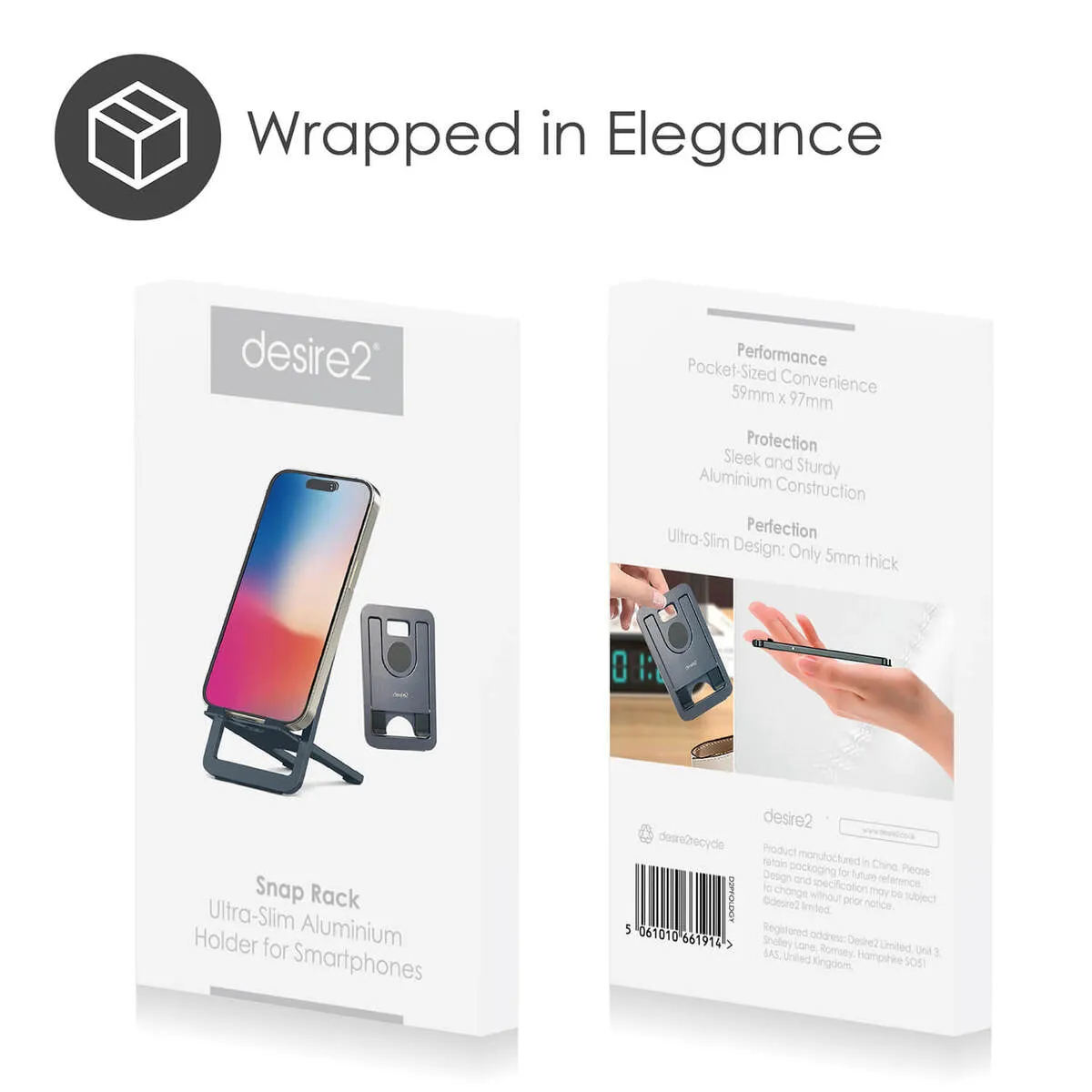 DESIRE2 Ultra Slim Phone Holder Aluminium Dark Grey