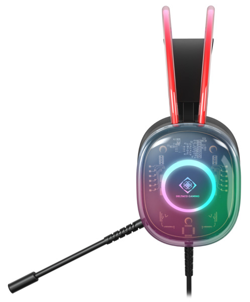 DELTACO GAMING DH230 Gaming Headset, Semi-transparent, black