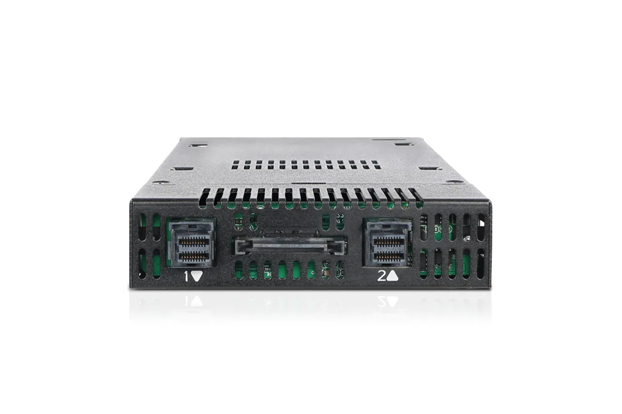 ICY DOCK 2x M.2 NVMe to 1x 3.5" bay mobile rack metal keylock MiniSAS