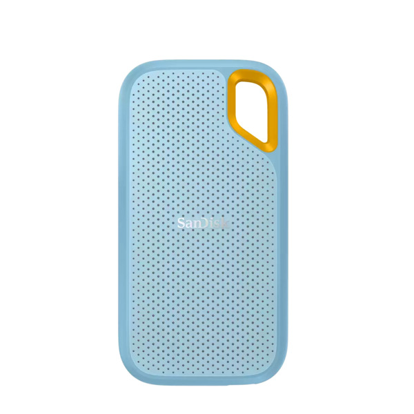 SanDisk Extreme Portable 2 Tt USB-C -ulkoinen SSD, iskunkest&auml;v&auml;, laitteistosalaus, sininen
