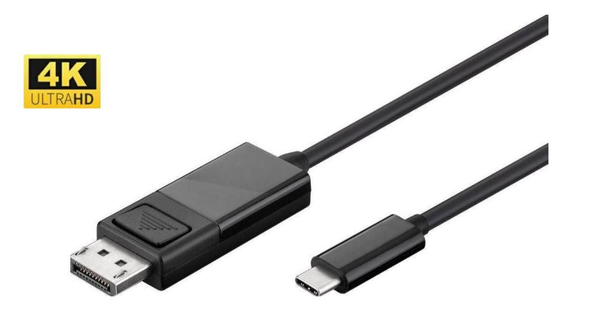MicroConnect USB-C &ndash; DisplayPort - kabel, 0,5m, Svart