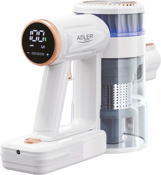 Adler AD 7079 0,4 L 300 W 2,2 Ah p&aring;sl&ouml;s - skaftdammsugare, vit