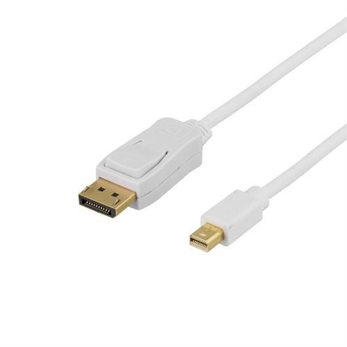 DELTACO DisplayPort - Mini DisplayPort kaapeli, 20-p ur - ur, 1m, valk