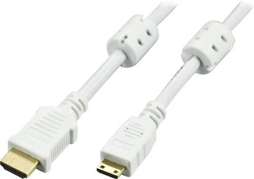 DELTACO HDMI-kaapeli, v1.4+Ethernet, 19-pin u-Mini u, 1080p,valk, 1m