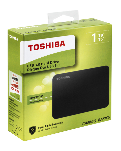 Toshiba Canvio Basics 1 Tt -ulkoinen kovalevy, Musta