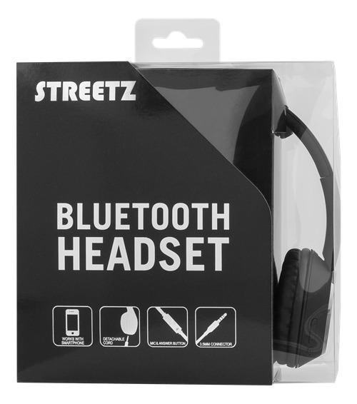 STREETZ Bluetooth kuulokkeet mikrofonilla, v2.1+EDR, 10m, musta