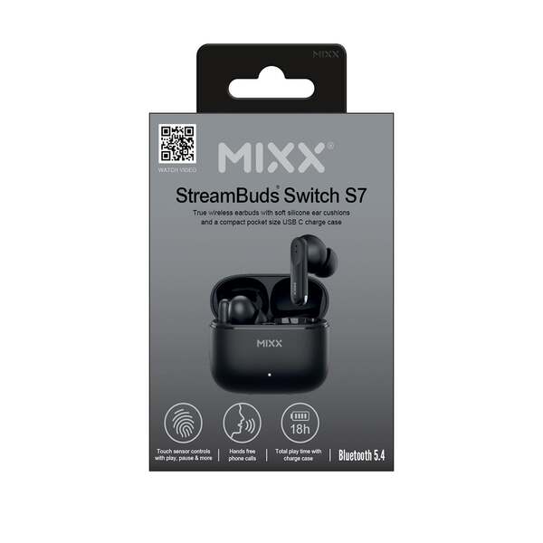 MIXX StreamBuds Switch S7 Wireless Earbuds, Black