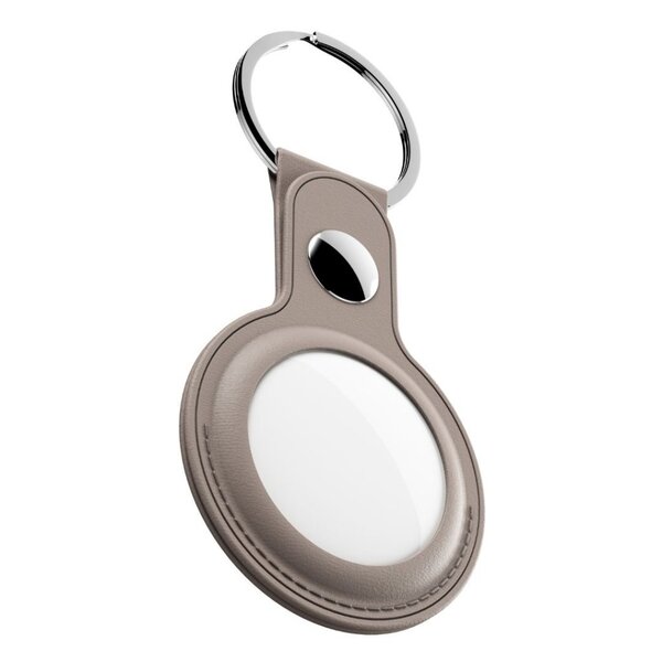 KeyBudz Leather Keyring, AirTag - keychain, Sandy Beige