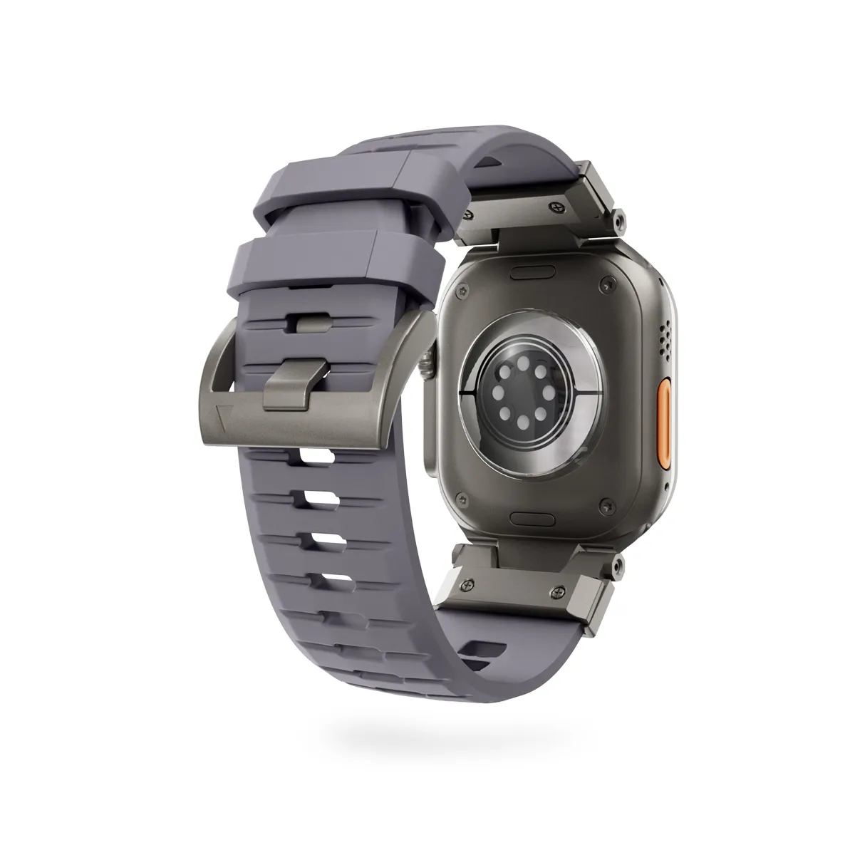 Epico FKM Rubber Pro Watch Band with Stainless Steel Fastening | Apple Watch SE (44mm)/Series 1-9 (42/44/45mm) 10-11 (46mm)/Ultra (49mm) | Grey