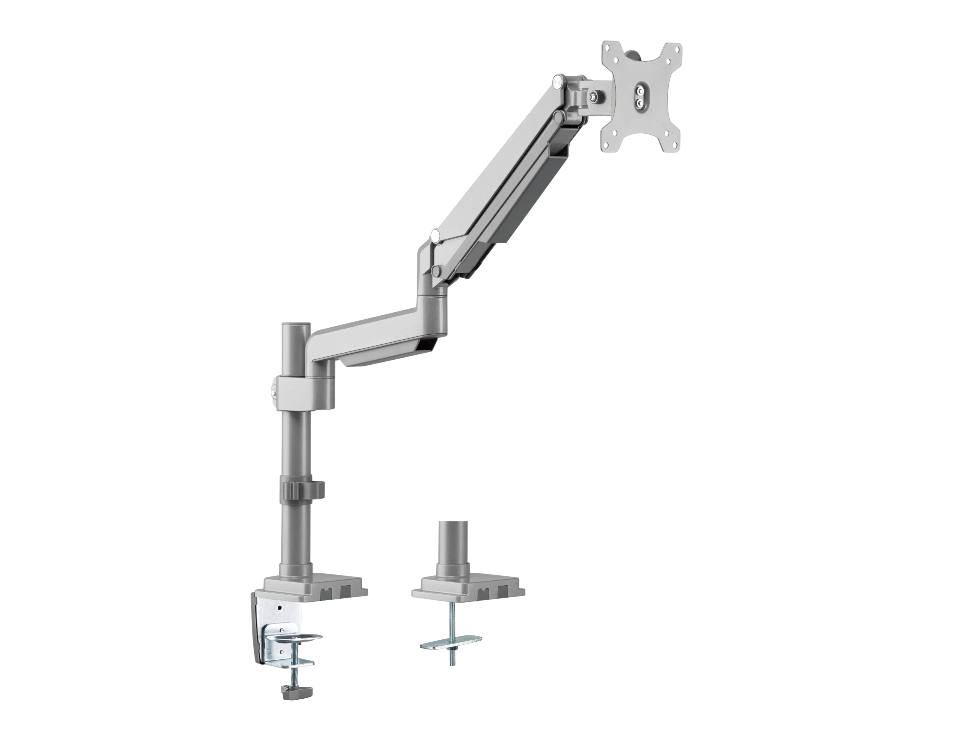 EQUIP 650112 Desk Mount, for 1 monitor, 13-27", with gas spring, 9kg, VESA 75/100, Silver