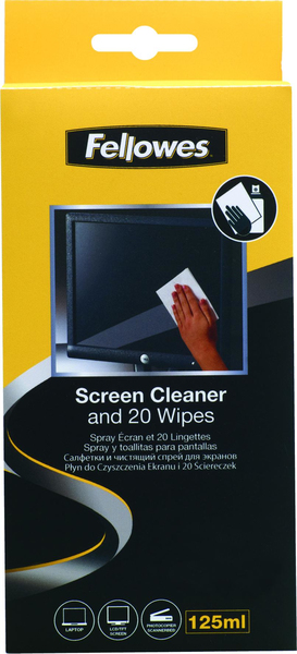 FELLOWES SCREEN CLEANING SOLUTION &amp; WIPES