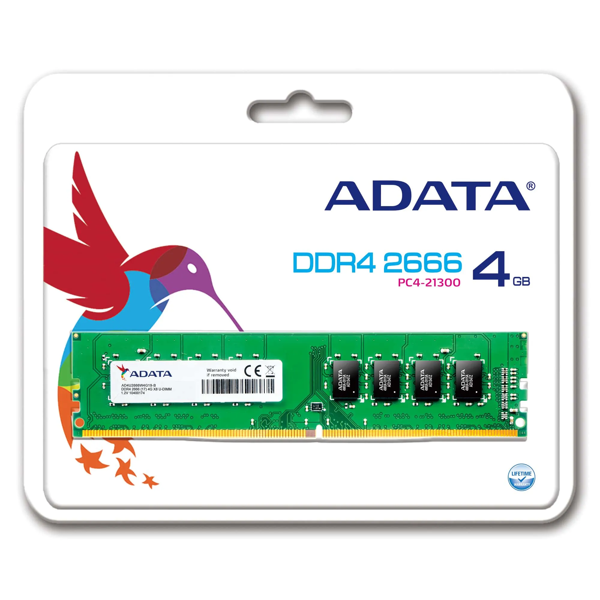 A-Data 4 GB (1 x 4 GB) Premier U-DIMM, DDR4 2666 MHz -muisti