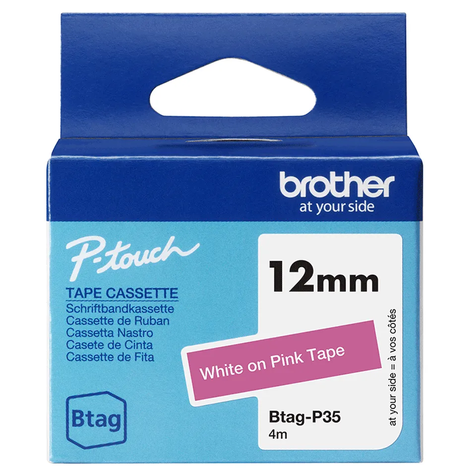 BTAG-P35 12mm White on pink tape