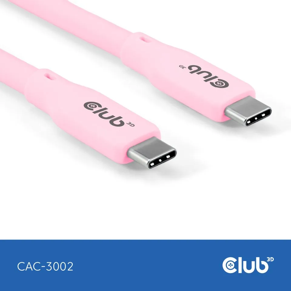 Club 3D USB-C - USB-C USB4 4K60Hz 240W -kaapeli, Pinkki, 2m