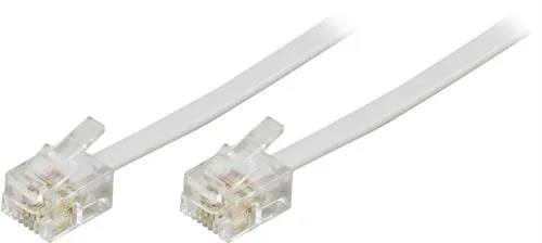 DELTACO modularkabel, 6P4C(RJ11) till 6P4C(RJ11), 5m, vit