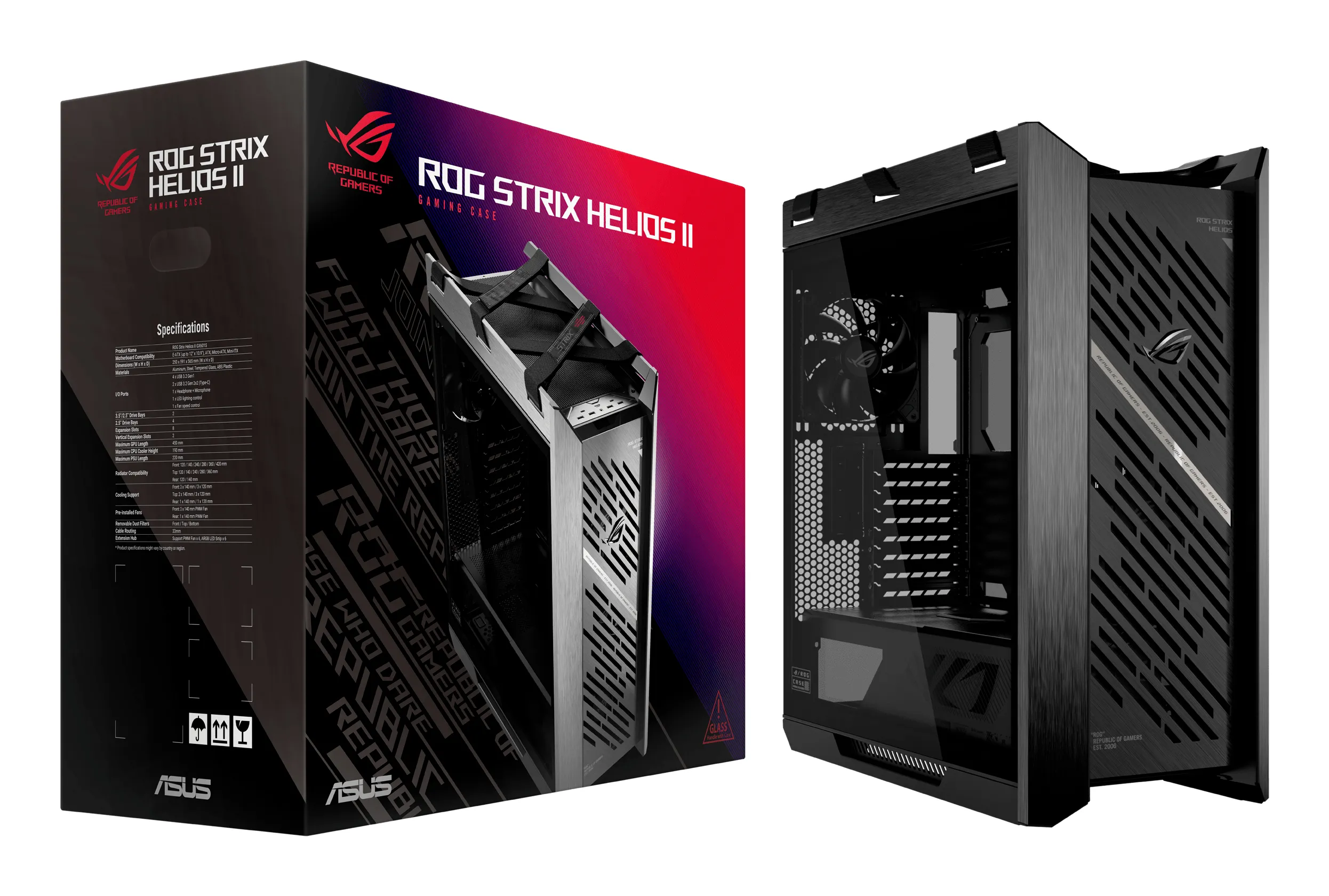 ASUS ROG Strix Helios II GX601S Midi-Tower Case with window, Black ASUS ROG Strix Helios II GX601S Midi-Tower Case with window, Black