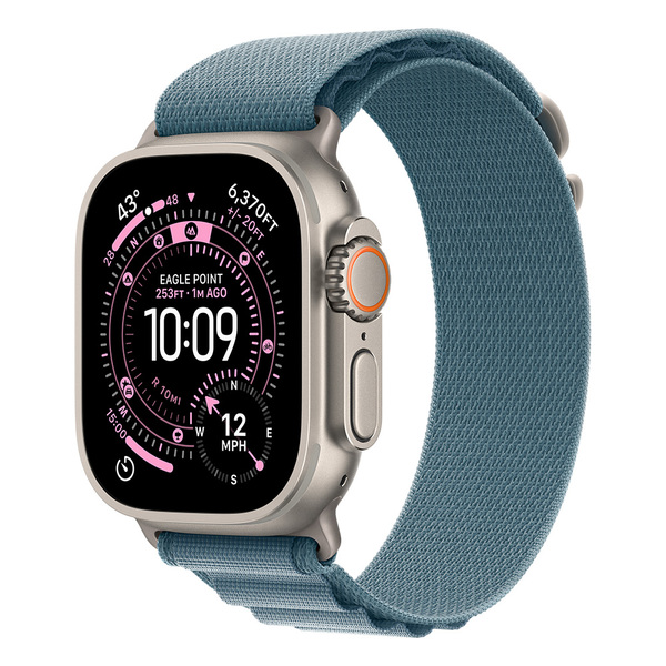 Apple Watch Ultra 3 49mm Natural Titanium Case with Light Blue Alpine Loop (Medium)