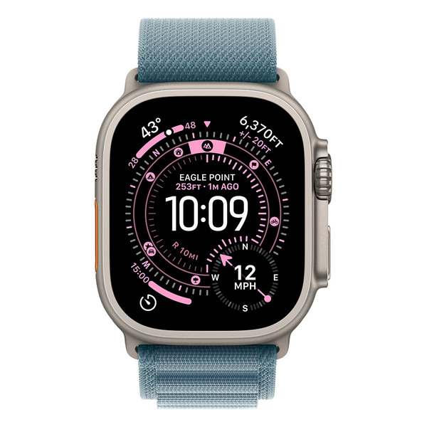 Apple Watch Ultra 3 49mm Natural Titanium Case with Light Blue Alpine Loop (Medium)