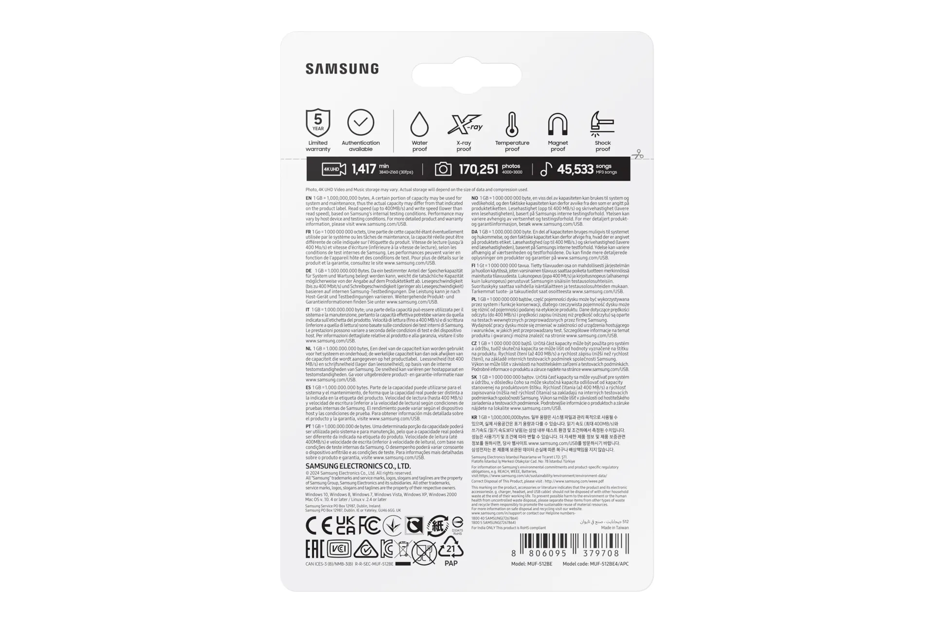 Samsung BAR Plus USB 3.2 Gen 1 512GB memory stick, Gray