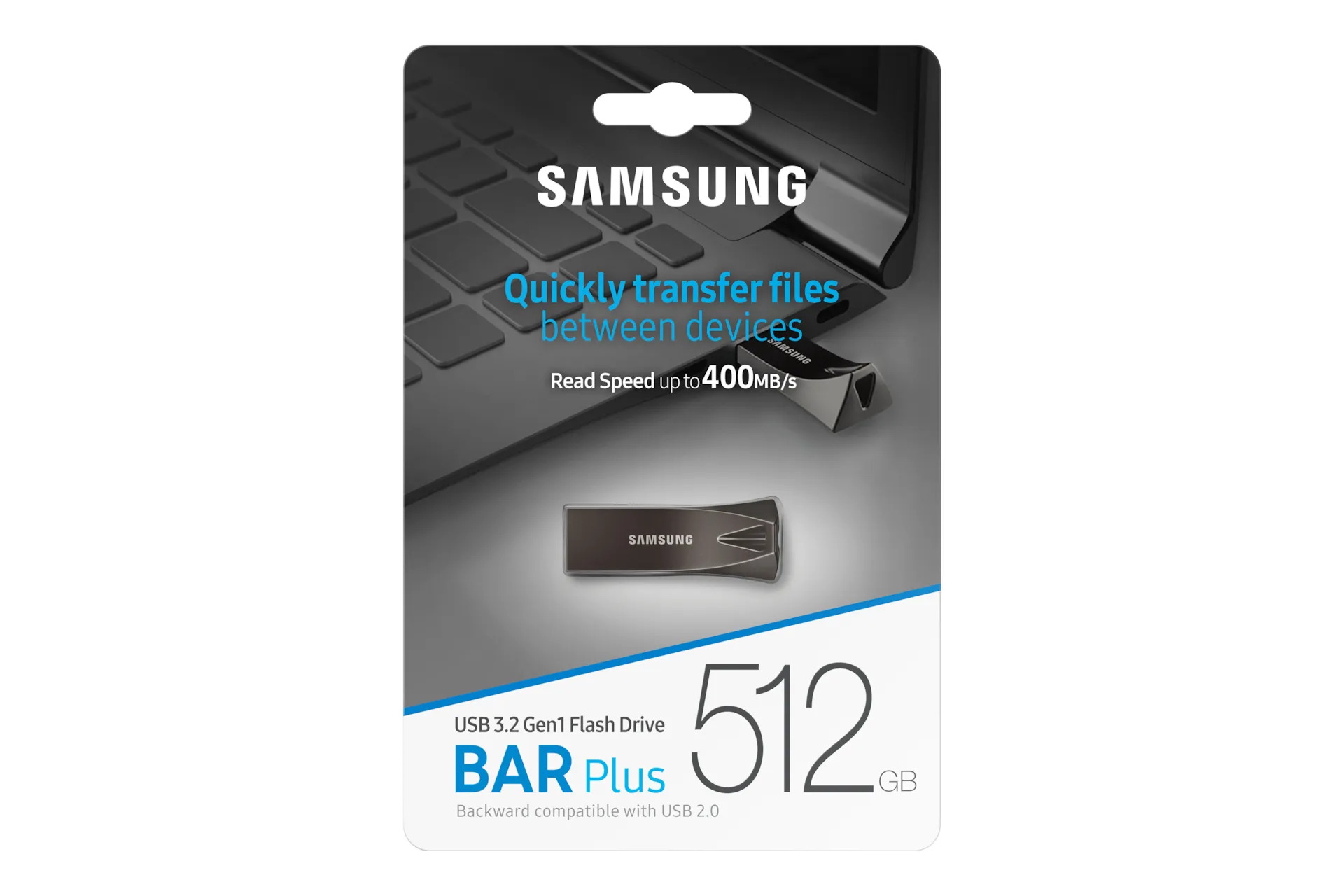 Samsung BAR Plus USB 3.2 Gen 1 512GB memory stick, Gray