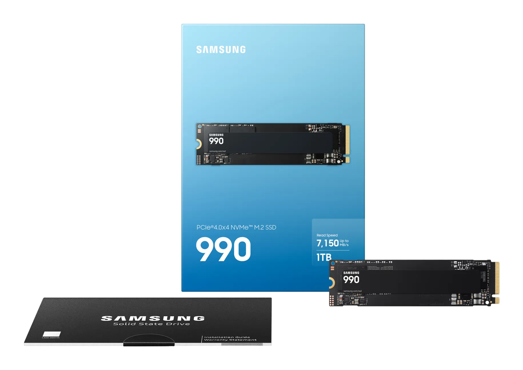 Samsung 990 1 TB extern SSD med PCIe 4.0 x4 (NVMe), med h&aring;rdvarukryptering, svart