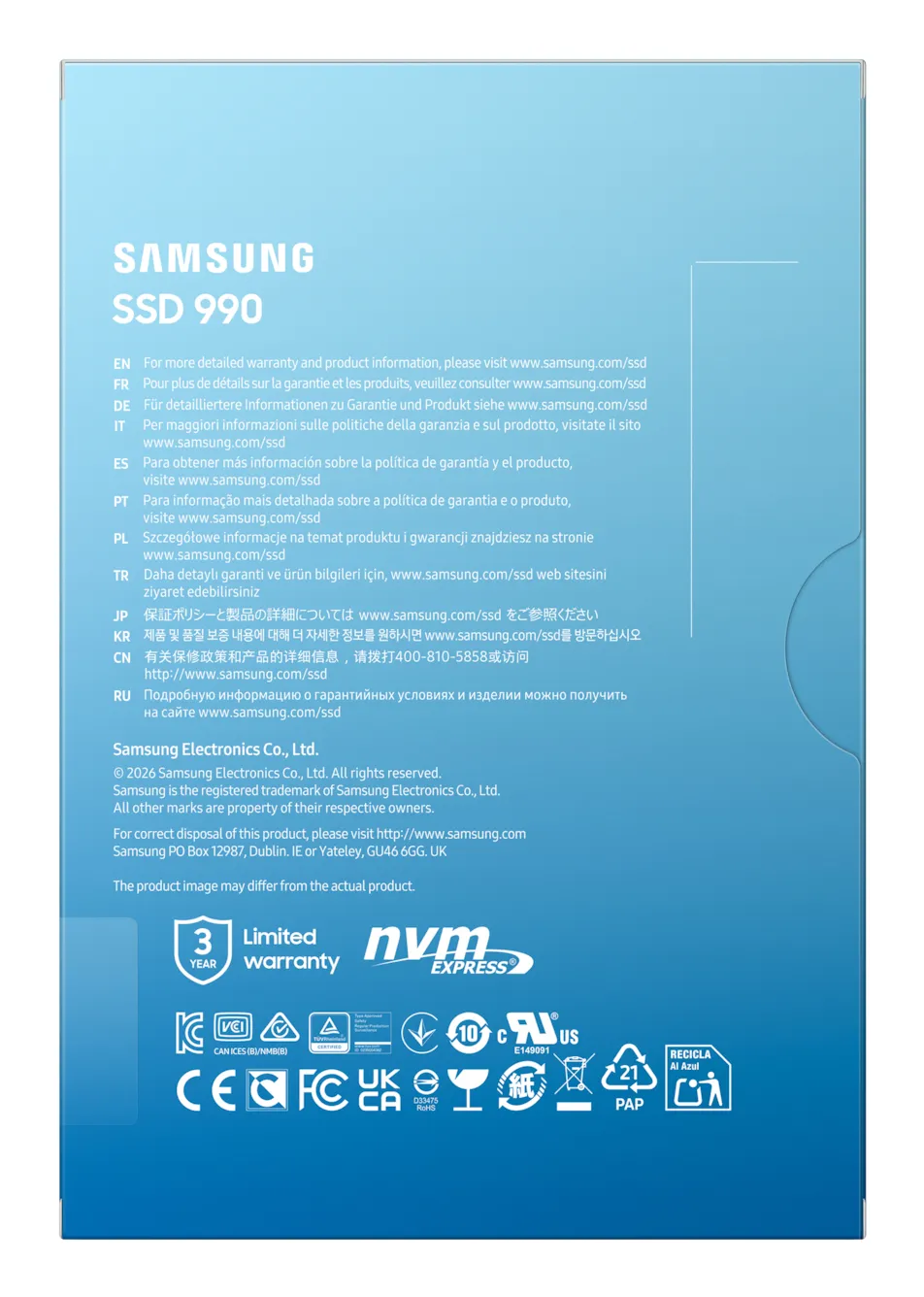 Samsung 990 1TB External SSD with PCIe 4.0 x4 (NVMe), Hardware Encryption, Black