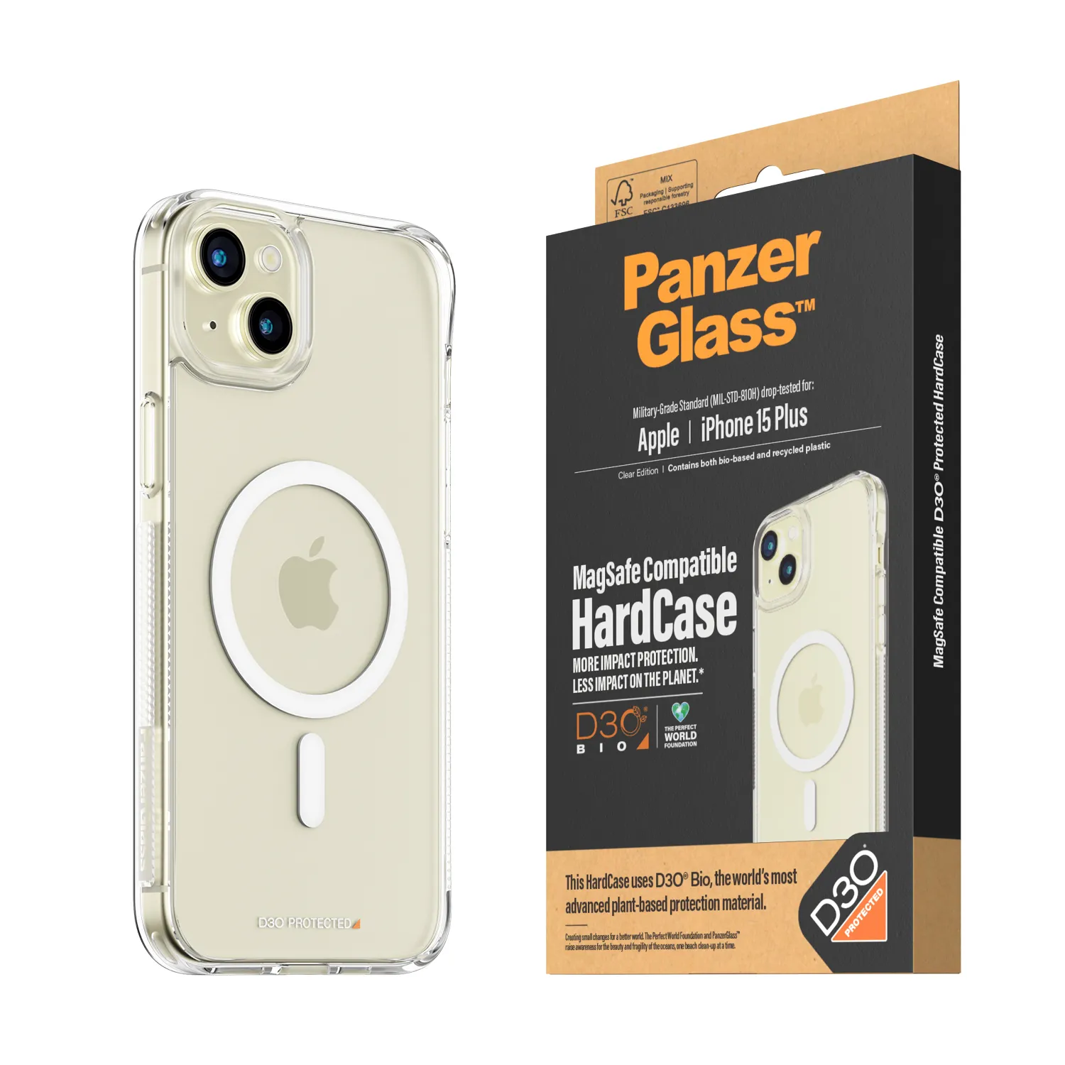 PanzerGlass iPhone 15 Plus HardCase MagSafe D3O, Transparent