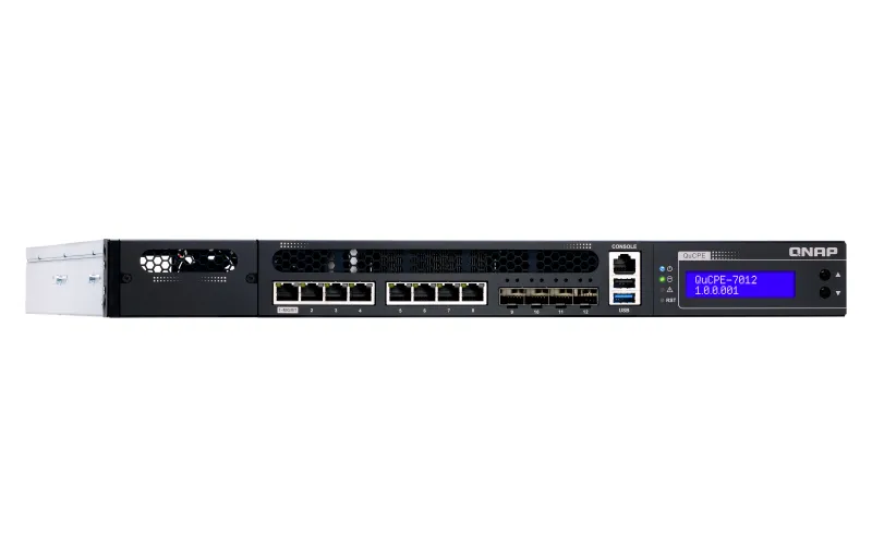 QNAP QuCPE-7012-D2146NT-32G Intel Xeon D-2146NT 8x2.5GbE RJ45 ports and 4x10GbE SFP+ ports 1x network module 1x PCIe Gen3 x8