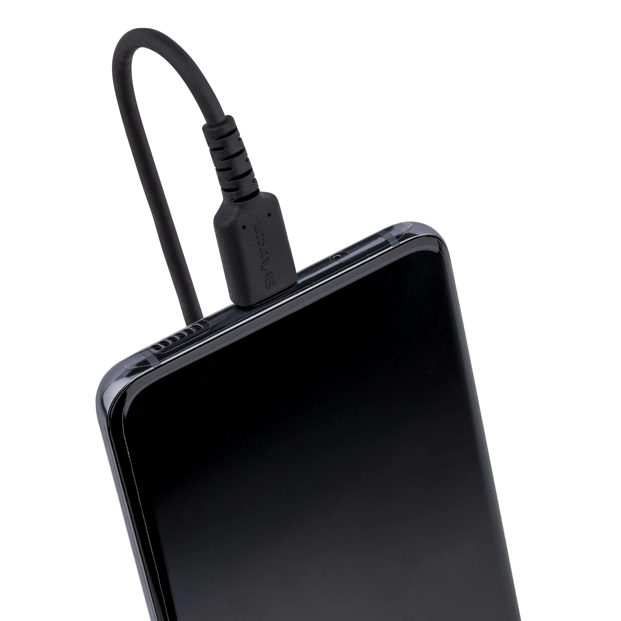 USB A TO C CHARGING CABLE - 1M - (3.3FT) COILED CABLE BLACK