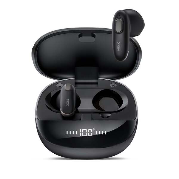 MIXX StreamBuds Hybrid Charge 2 Wireless Earbuds, Black