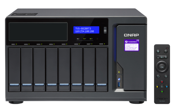 QNAP TVS-882BRT3-ODD-i7-32G 8-bay NAS 1 xBlu-ray optical drive bundlled 4 x Thunderbolt3 por TS Core i7-7700 3.6 GHz 32GB RAM 4-LAN