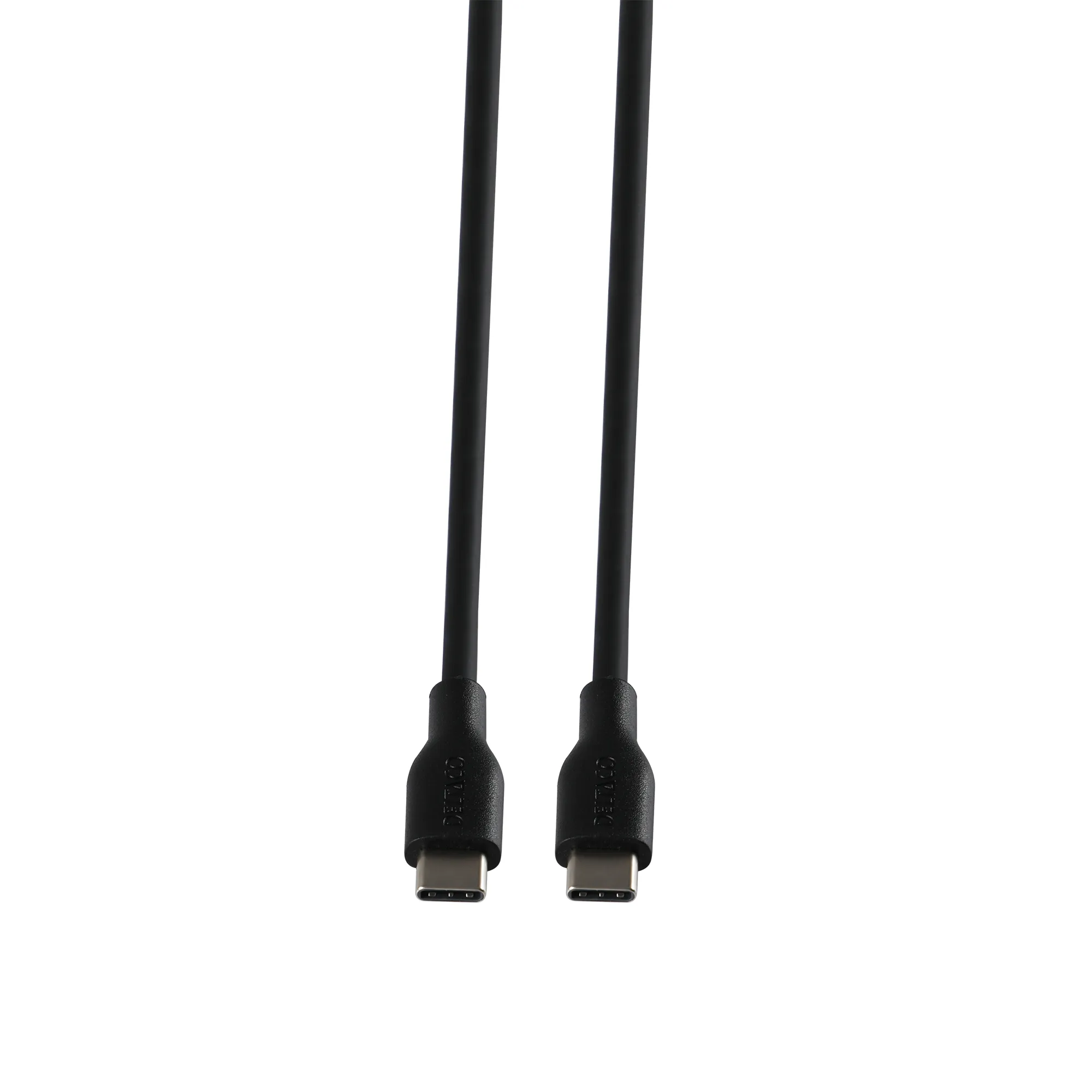 Deltaco USB-C - USB-C 2.0 SPR Silikon - kabel, Svart, 1.5m