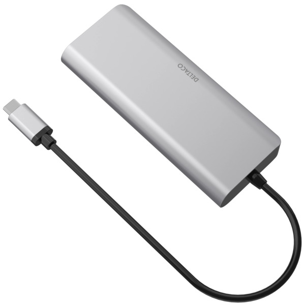 Deltaco 1x HDMI/RJ45/2x USB-A/SD, USB-C-telakka