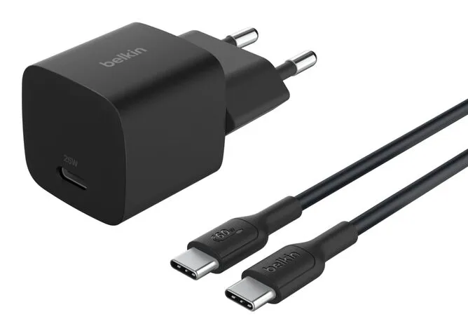Belkin Boost Charge 25W PD - laddare + 1m USB-C kabel, Svart