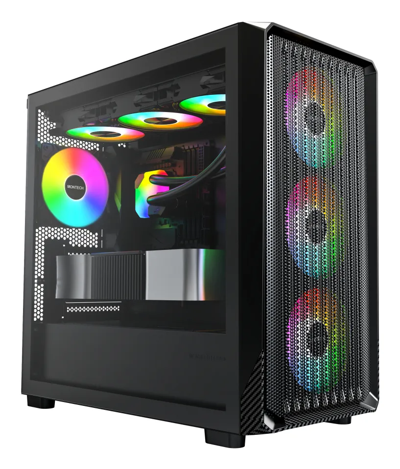 MONTECH X5M Micro-ATX Case with RGB lighting, Black