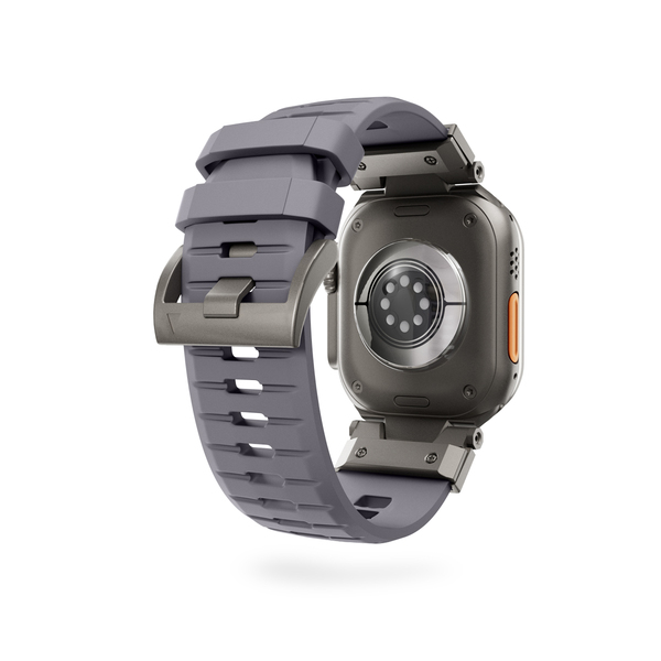 Epico FKM Rubber Pro Watch Band with Stainless Steel Fastening | Apple Watch SE (44mm)/Series 1-9 (42/44/45mm) 10-11 (46mm)/Ultra (49mm) | Grey