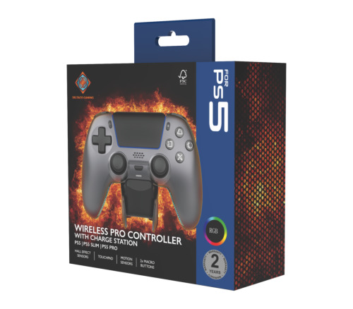 DELTACO GAMING Wireless Metallic Spray-Painted PS5 Controller with charging dock